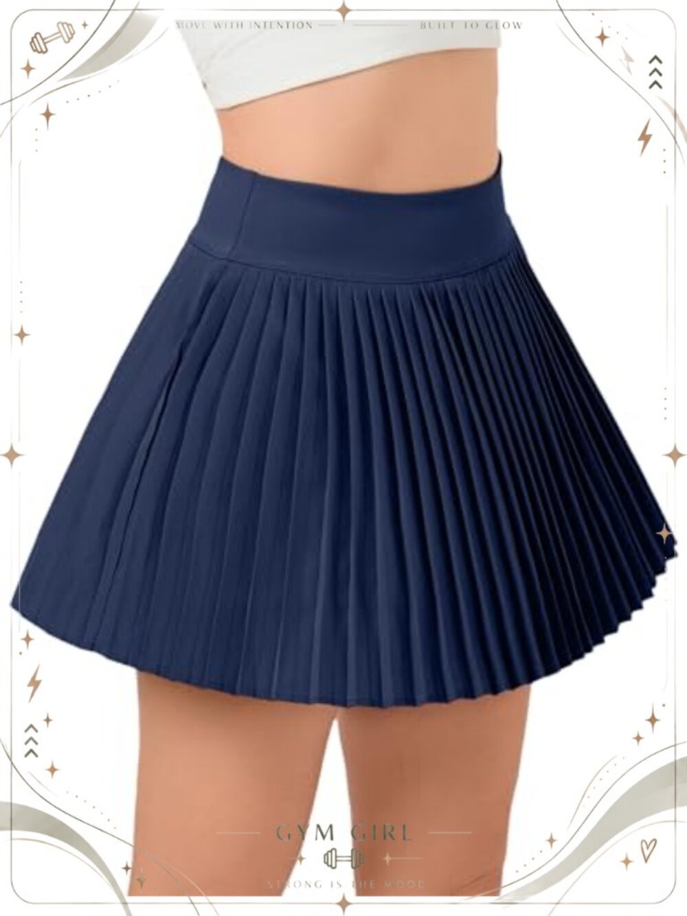 Pleated Mini Skort with Shorts Pockets High Waisted Athletic Tennis Golf